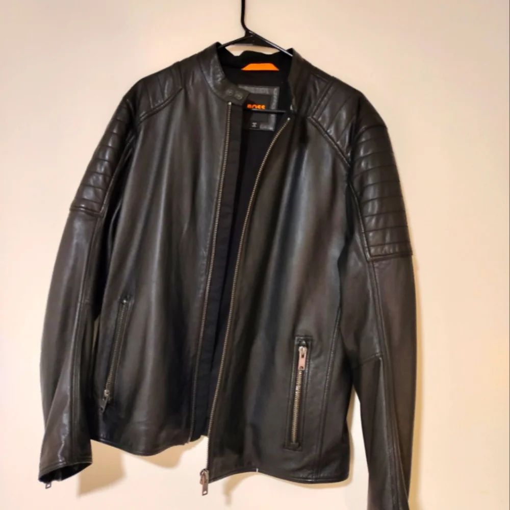 Boss Leather Jacket for man Black color - Picture 1 of 6